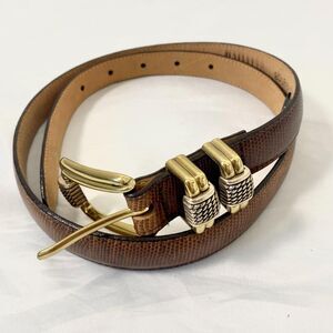 Brighton VTG Boho Western Brown Mixed Metal Gold Silver Leather Waist Belt M 30